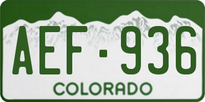 CO license plate AEF936
