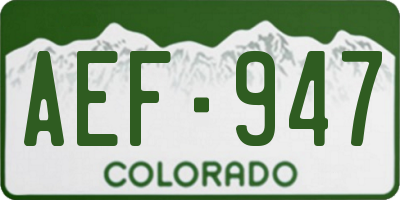 CO license plate AEF947