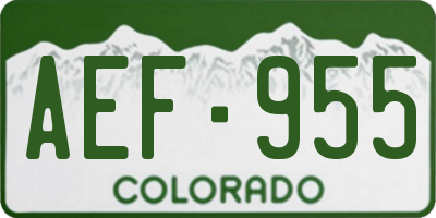CO license plate AEF955