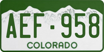 CO license plate AEF958