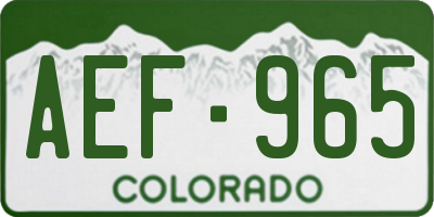 CO license plate AEF965