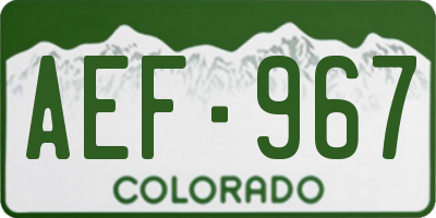CO license plate AEF967