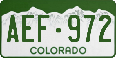 CO license plate AEF972