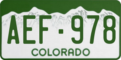 CO license plate AEF978