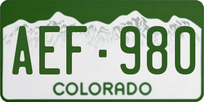 CO license plate AEF980