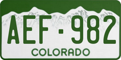 CO license plate AEF982