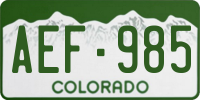 CO license plate AEF985