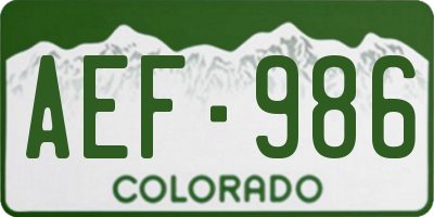 CO license plate AEF986