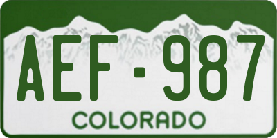 CO license plate AEF987