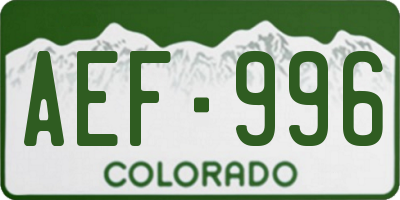 CO license plate AEF996