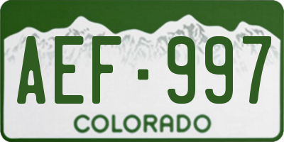 CO license plate AEF997