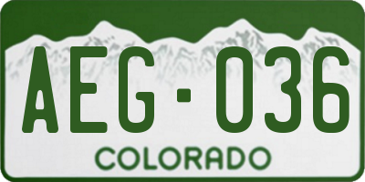CO license plate AEG036