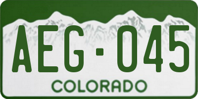 CO license plate AEG045