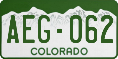 CO license plate AEG062
