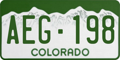 CO license plate AEG198