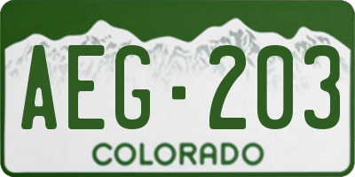 CO license plate AEG203