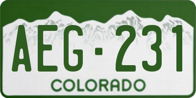 CO license plate AEG231