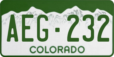 CO license plate AEG232