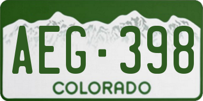 CO license plate AEG398