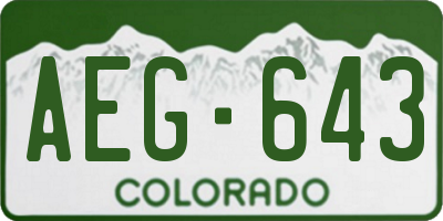 CO license plate AEG643