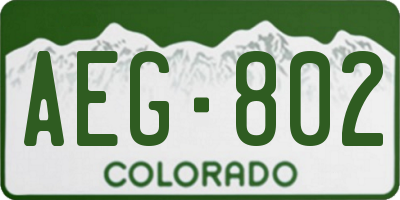 CO license plate AEG802