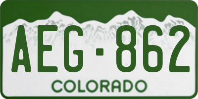 CO license plate AEG862