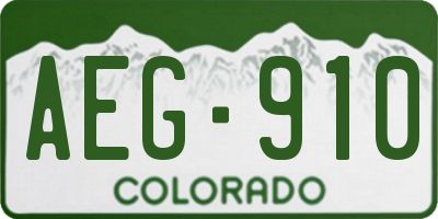 CO license plate AEG910