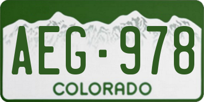 CO license plate AEG978