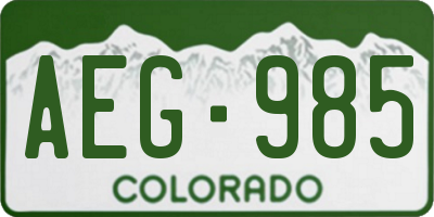 CO license plate AEG985
