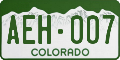 CO license plate AEH007