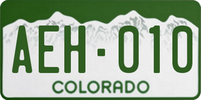 CO license plate AEH010