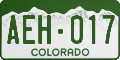 CO license plate AEH017
