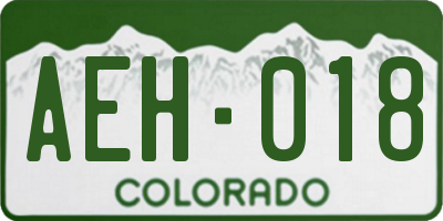 CO license plate AEH018