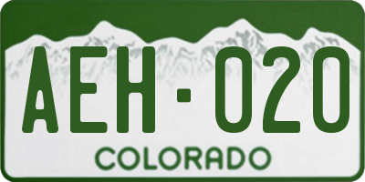 CO license plate AEH020