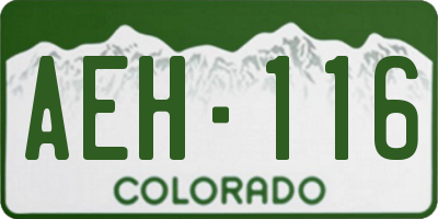 CO license plate AEH116