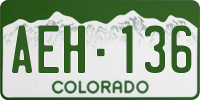 CO license plate AEH136