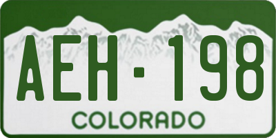 CO license plate AEH198