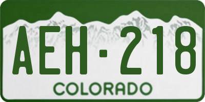 CO license plate AEH218