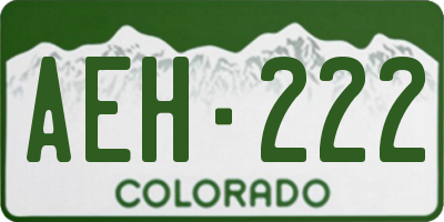 CO license plate AEH222