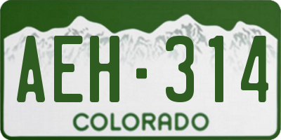 CO license plate AEH314