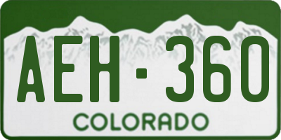 CO license plate AEH360