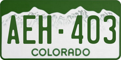 CO license plate AEH403