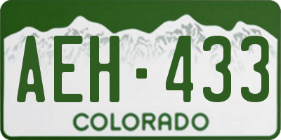 CO license plate AEH433