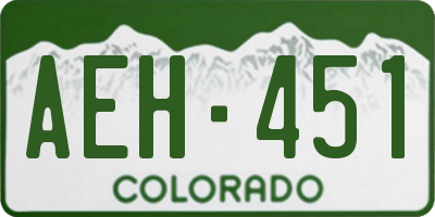 CO license plate AEH451
