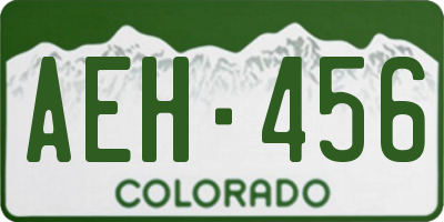 CO license plate AEH456