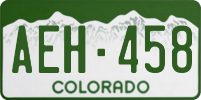 CO license plate AEH458