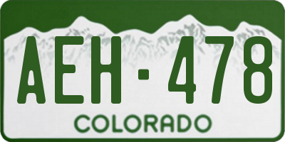 CO license plate AEH478