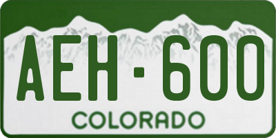 CO license plate AEH600