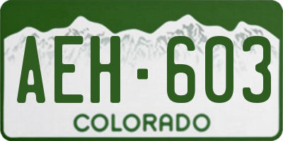 CO license plate AEH603