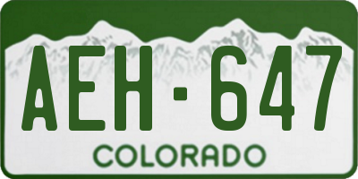 CO license plate AEH647